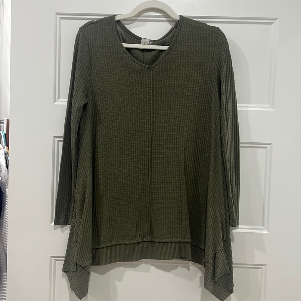 Olive Waffle Knit LS top